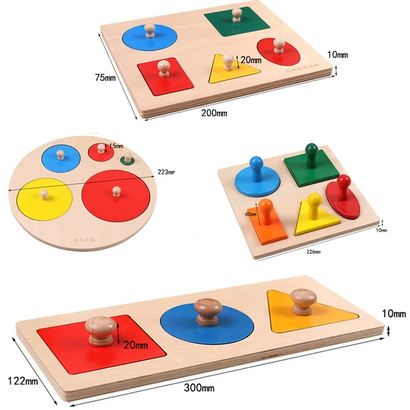 Montessori Puzzle Toys Wooden Geometric Shapes Sorting Math Colorful Preschool Learning Educational Game Baby Toddler Toys - Image 2