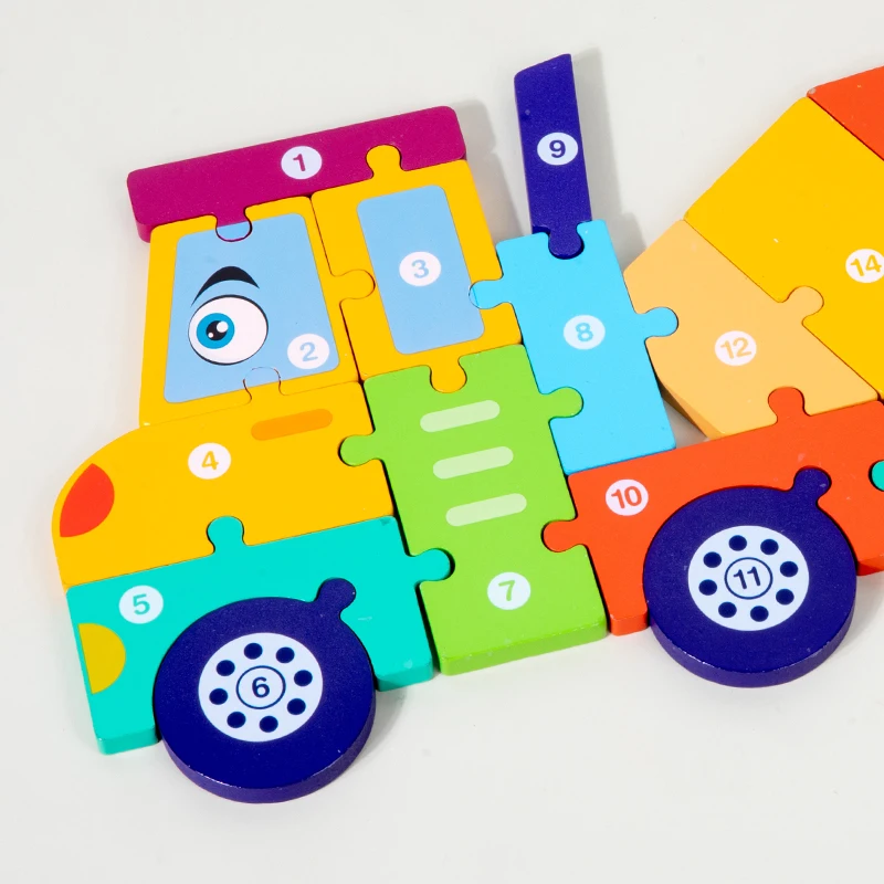 3D Vehicle Wooden Puzzle Hand-eye Coordination Transportation Jigsaw Puzzle Ages 1-5 Children Toddlers Preschool Educational Toy - Image 5