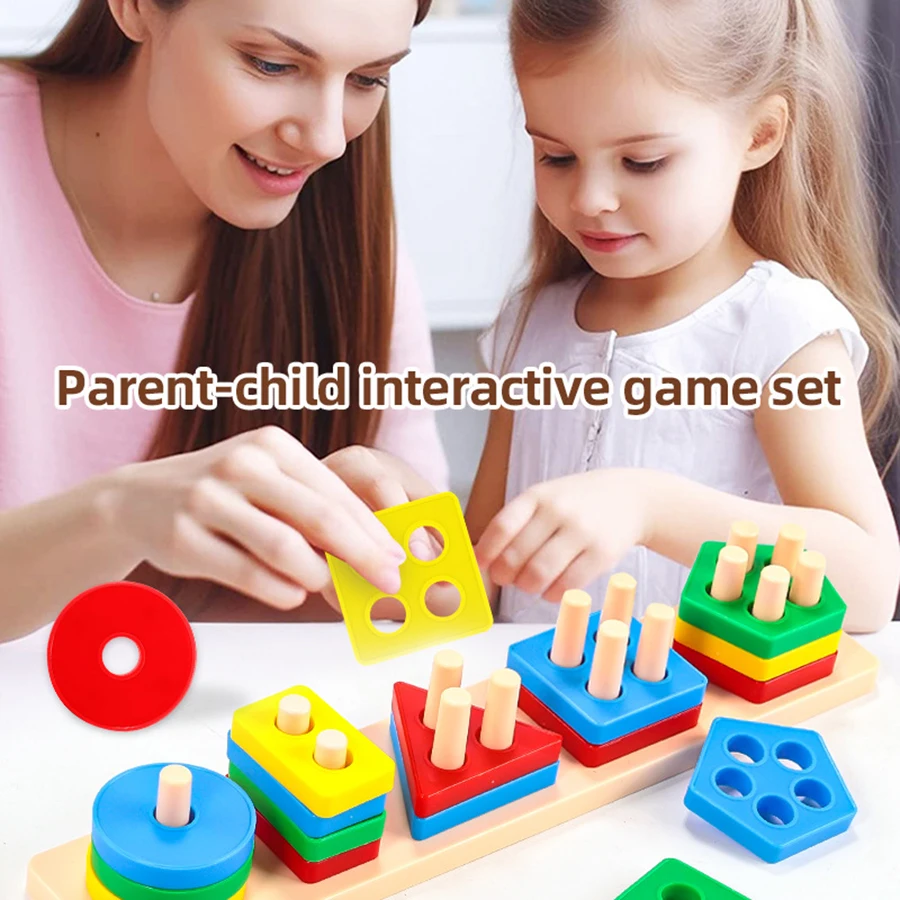 1set - Early Education Equipment Geometric Set Columns, Infant and Child Intelligence Assembly Building Blocks Boy/Girl Toys - Image 4