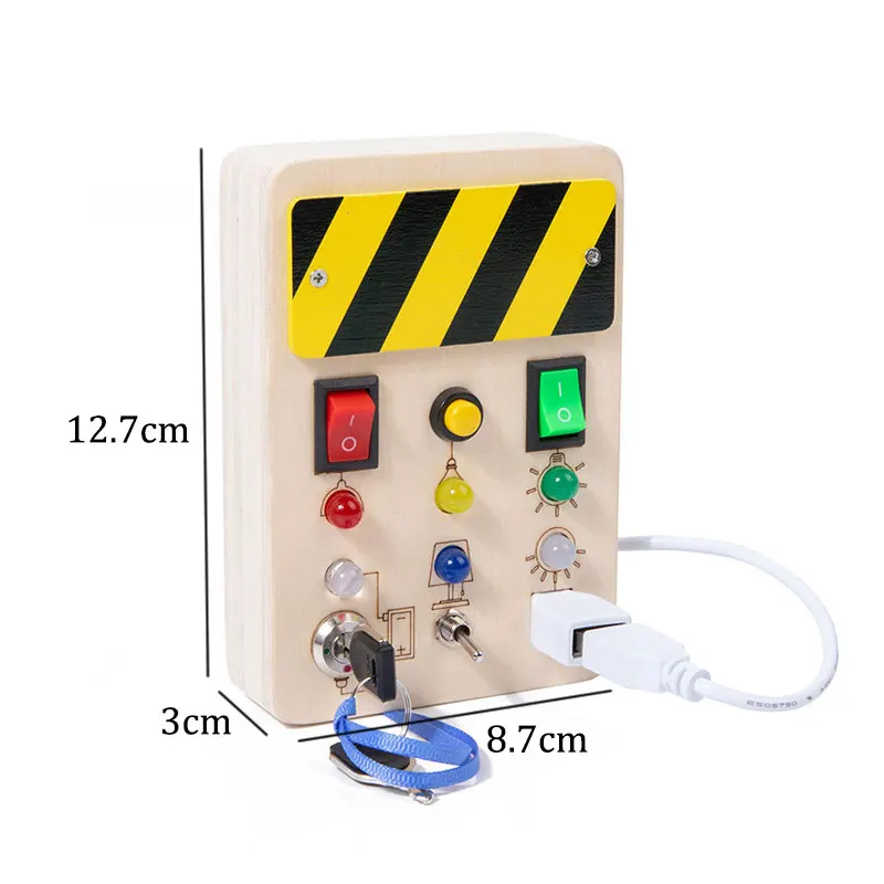Montessori Busy Board Sensory Toys Wooden With LED Light Switch Control Board Travel Activities Children Games For 2-4 Years Old - Image 10