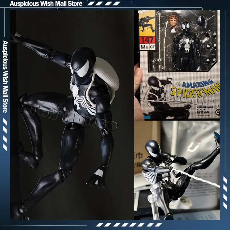 Genuine Ct Toys Anime The Amazing Spiderman Mafex 147 S.h.figuarts Spider Man Venom Symbiotic Action Figure 6" Model Toy Gift