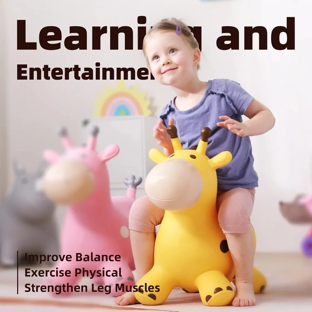 Inflatable Giraffe Bouncy Horse Thickened Rubber Animals Jumping Toys Sturdy Anti-fall Ride-on Toy Horse - Image 5