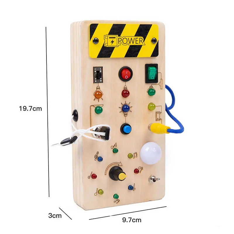 Montessori Busy Board Sensory Toys Wooden With LED Light Switch Control Board Travel Activities Children Games For 2-4 Years Old - Image 8