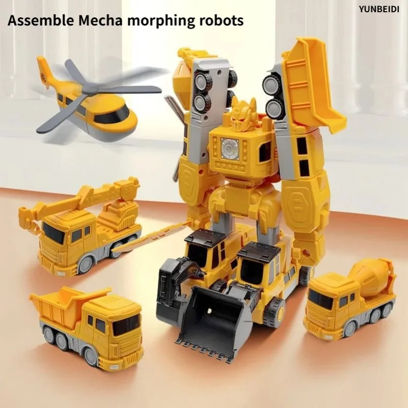 Children's Magnetic Deformation Engineering Car Robot Building Block Toy Set Multi Style Puzzle Assembly Machinery Mech Toy Gift - Image 3