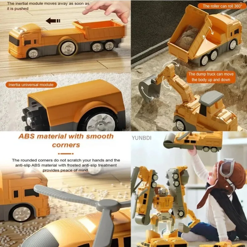 Children's Magnetic Deformation Engineering Car Robot Building Block Toy Set Multi Style Puzzle Assembly Machinery Mech Toy Gift - Image 5