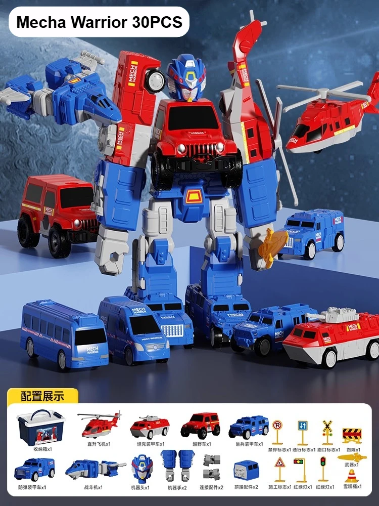Children's Magnetic Deformation Engineering Car Robot Building Block Toy Set Multi Style Puzzle Assembly Machinery Mech Toy Gift - Image 9