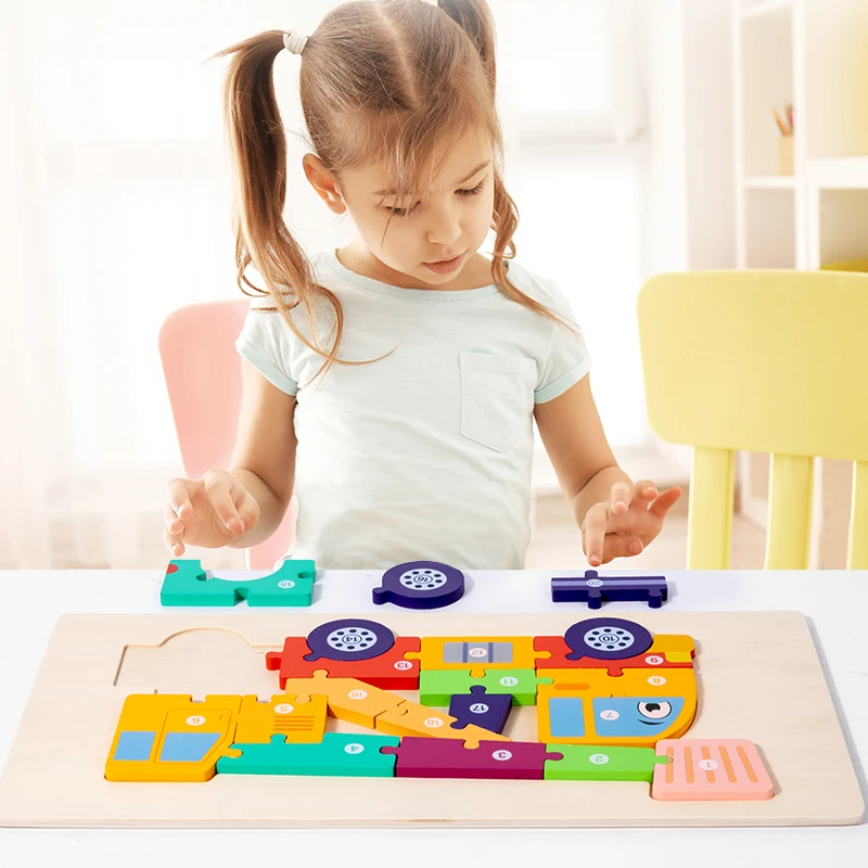 3D Vehicle Wooden Puzzle Hand-eye Coordination Transportation Jigsaw Puzzle Ages 1-5 Children Toddlers Preschool Educational Toy - Image 2