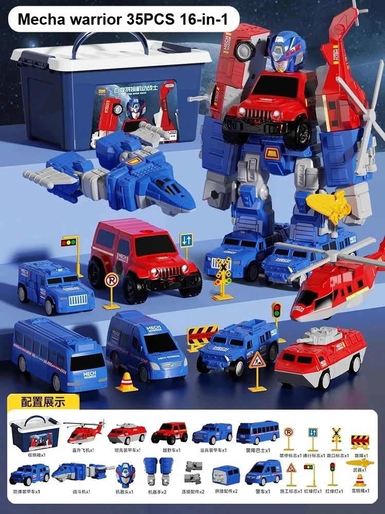Children's Magnetic Deformation Engineering Car Robot Building Block Toy Set Multi Style Puzzle Assembly Machinery Mech Toy Gift - Image 8