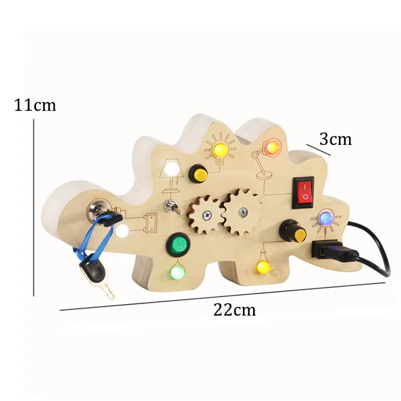 Montessori Busy Board Sensory Toys Wooden With LED Light Switch Control Board Travel Activities Children Games For 2-4 Years Old - Image 13