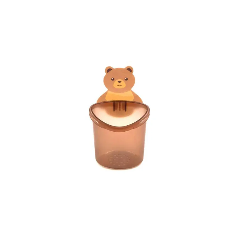 2pcs Wall Mounted Bathroom Bear Toothbrush Holder Kids Non-Stick Cuddle Shelf Cute Animal Design for Children's Oral Hygiene - Image 7