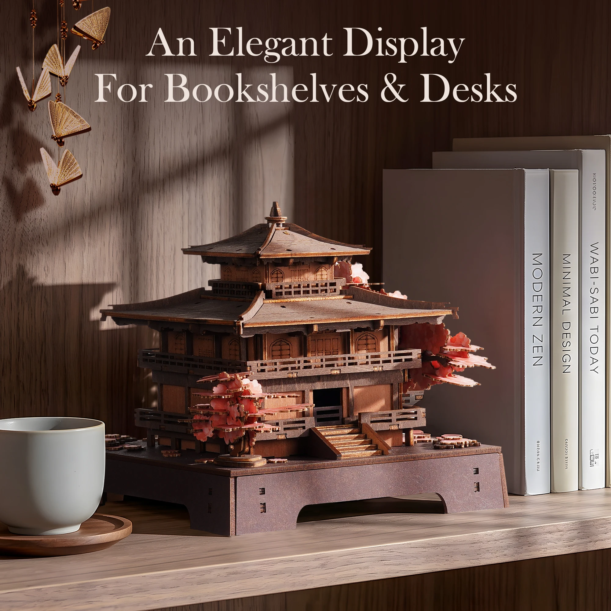 Robotime Sakura Pavilion 3D Wooden Puzzle Beginner Friendly Japanese Miniature with Balcony Zen Home Decor Unqiue Gift for Adult - Image 6