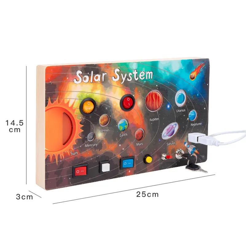 Montessori Busy Board Sensory Toys Wooden With LED Light Switch Control Board Travel Activities Children Games For 2-4 Years Old - Image 15