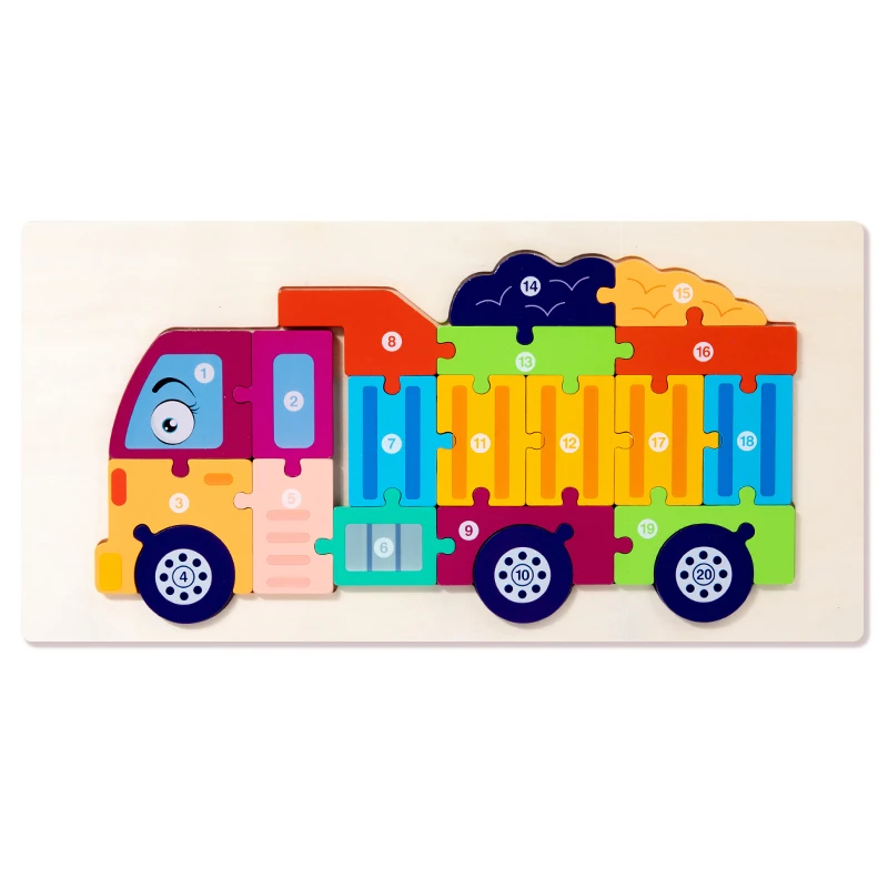 3D Vehicle Wooden Puzzle Hand-eye Coordination Transportation Jigsaw Puzzle Ages 1-5 Children Toddlers Preschool Educational Toy - Image 11