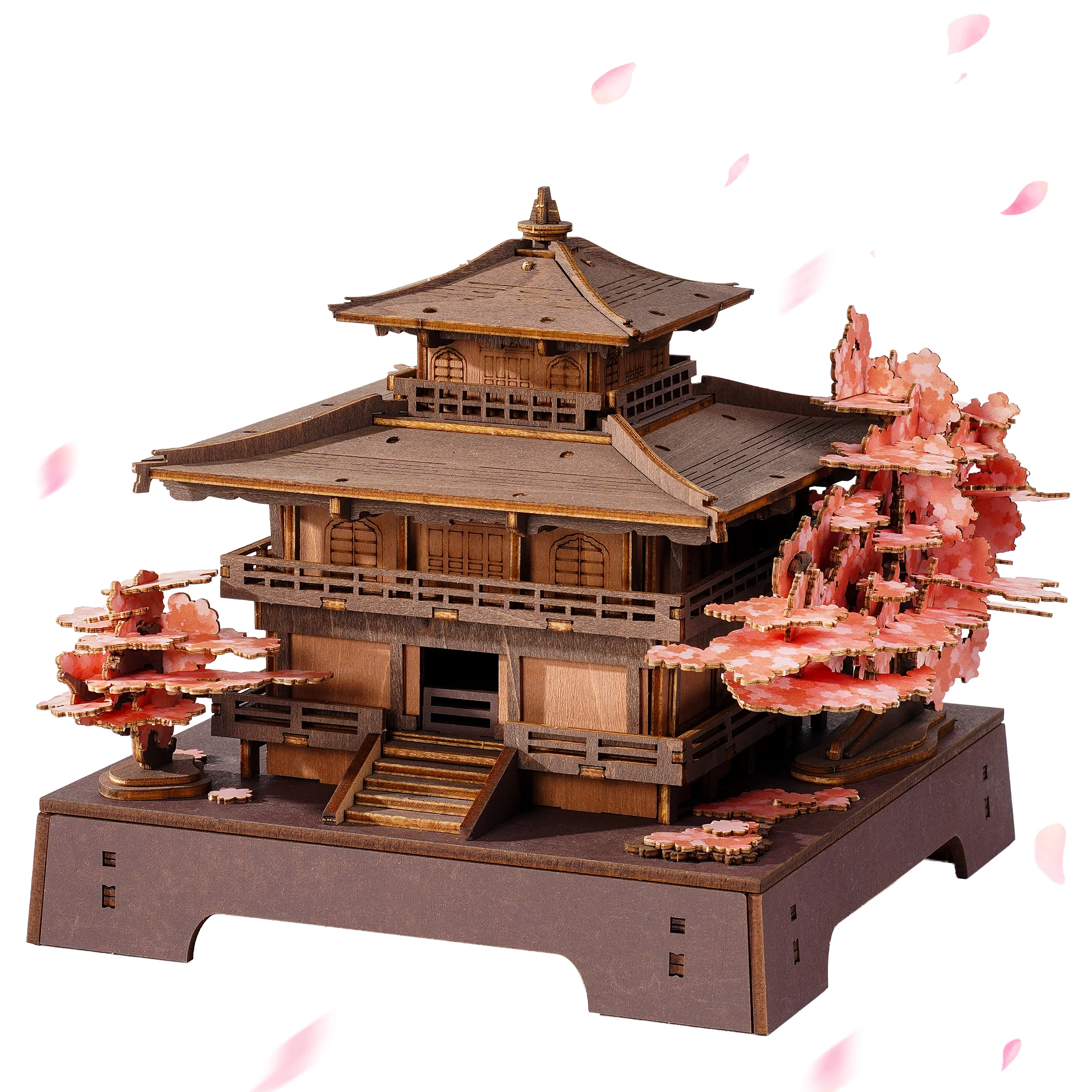 Robotime Sakura Pavilion 3D Wooden Puzzle Beginner Friendly Japanese Miniature with Balcony Zen Home Decor Unqiue Gift for Adult - Image 2