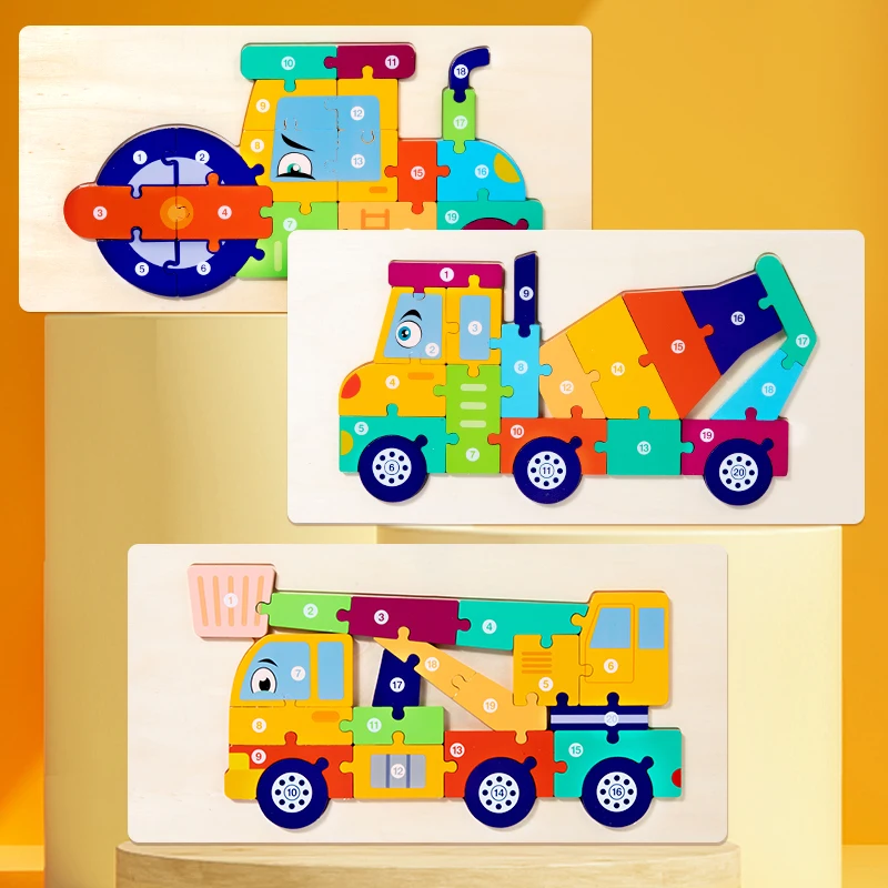 3D Vehicle Wooden Puzzle Hand-eye Coordination Transportation Jigsaw Puzzle Ages 1-5 Children Toddlers Preschool Educational Toy - Image 4