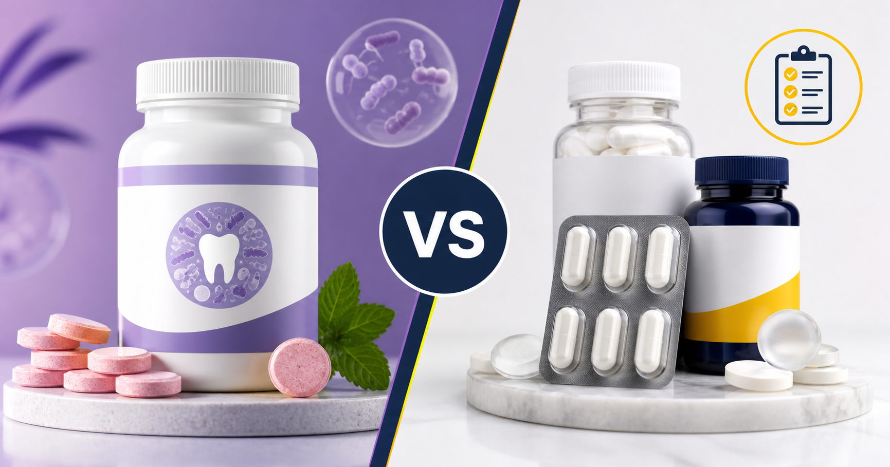 ProDentim and oral probiotic chewable supplements comparison concept